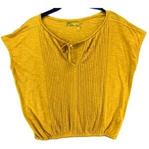 Prana Top Womens XS Mustard‎ Yellow Ocupas Popover Pintuck Organic Athleisure
